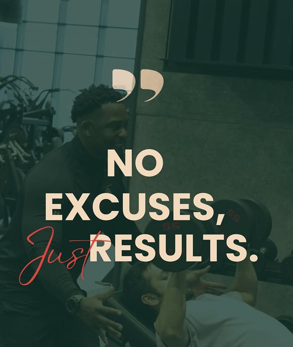 Coach Batsie spotting a client on the bench: No excuses, just results